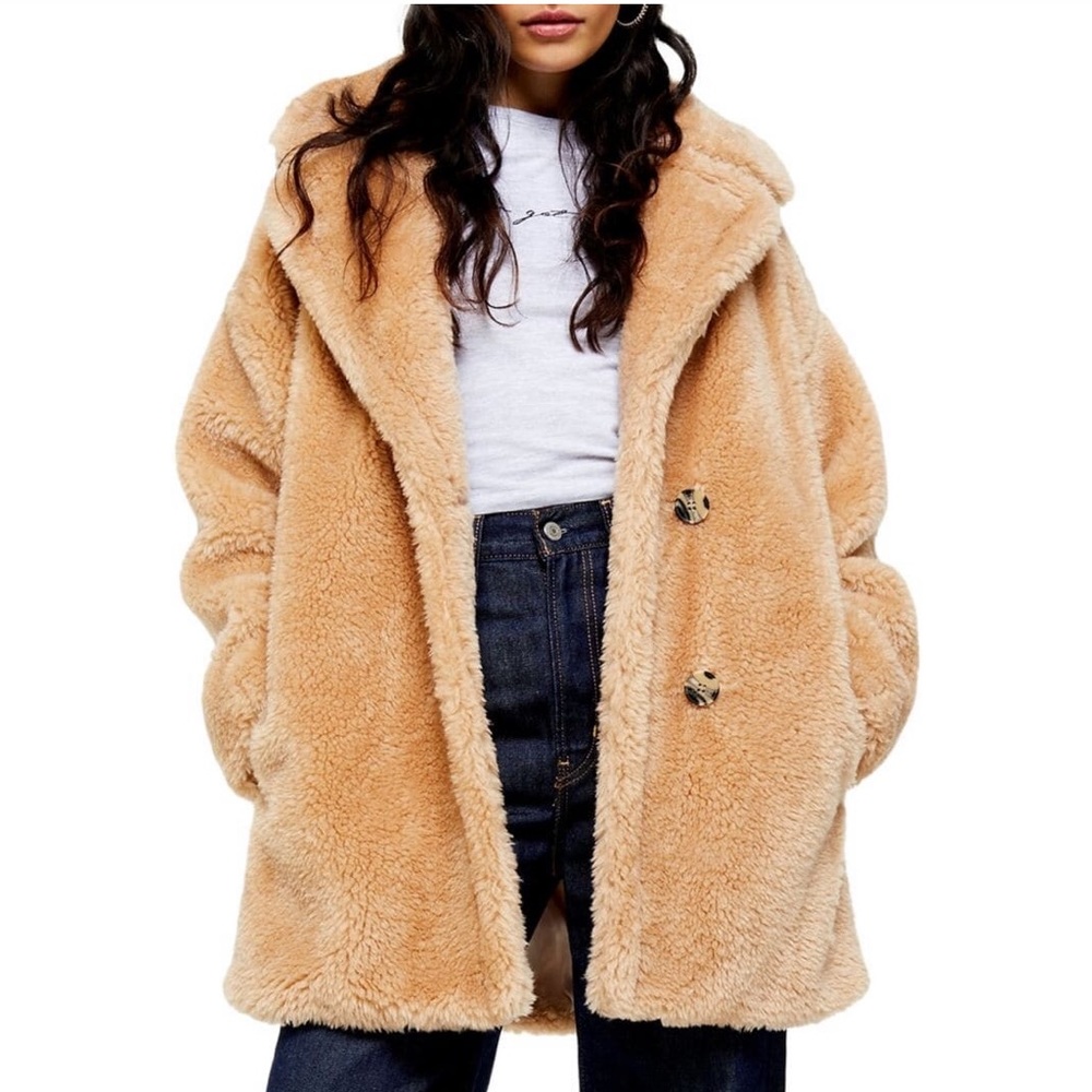 Topshop Faux Fur Coat - Picture 1 of 5